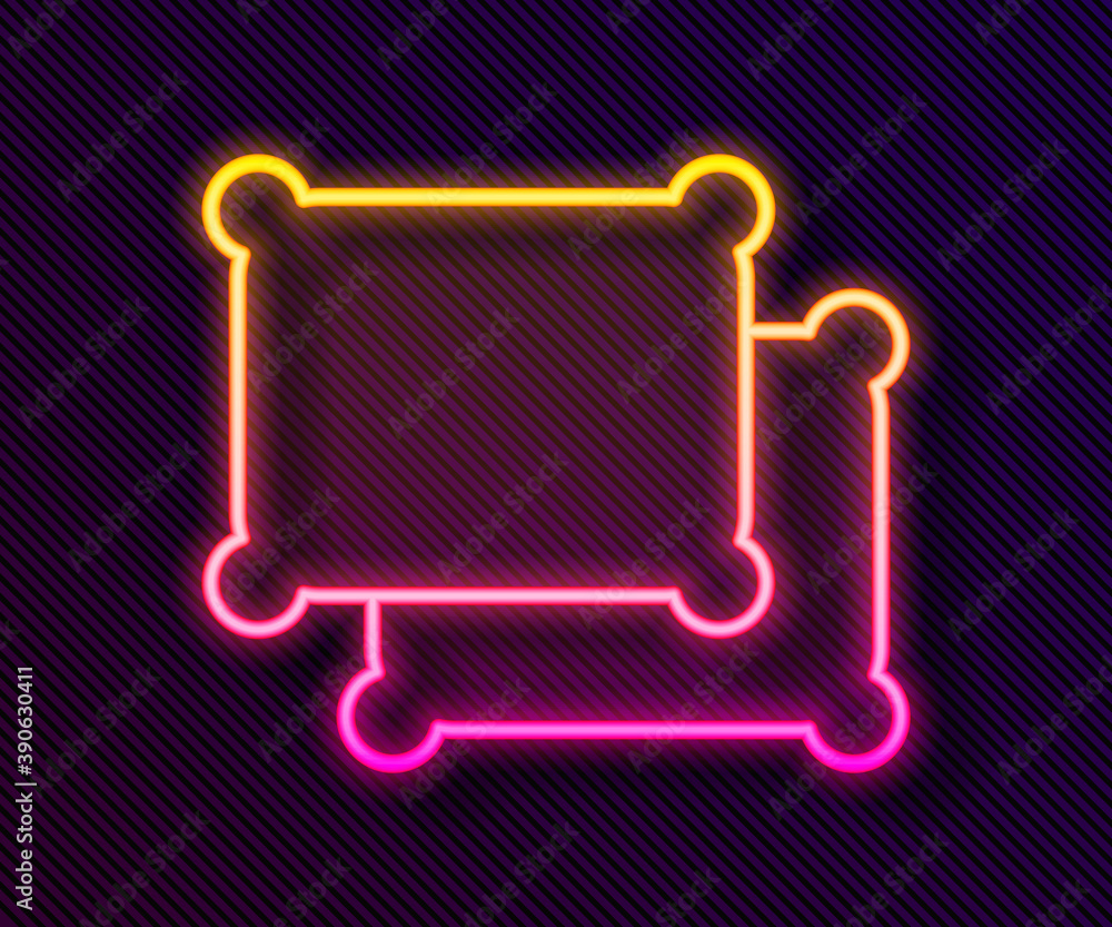 Glowing neon line Rectangular pillow icon isolated on black background. Cushion sign. Vector. Glowing neon line Rectangular pillow icon isolated on black background. Cushion sign. Vector.