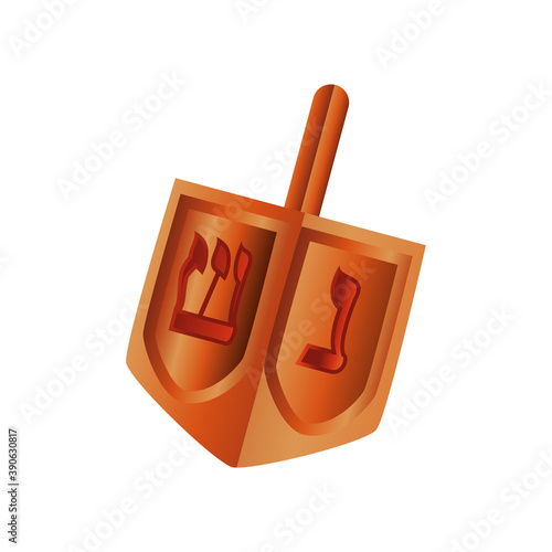 hanukkah, wood dreidel toy culture traditional flat icon