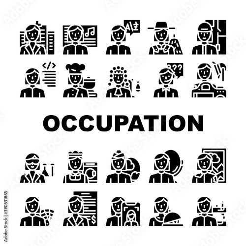Female Occupation Collection Icons Set Vector Illustration
