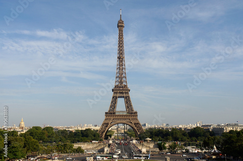 Paris (France). View of the Eiffel Tower from the Trocadero square in the city of Paris