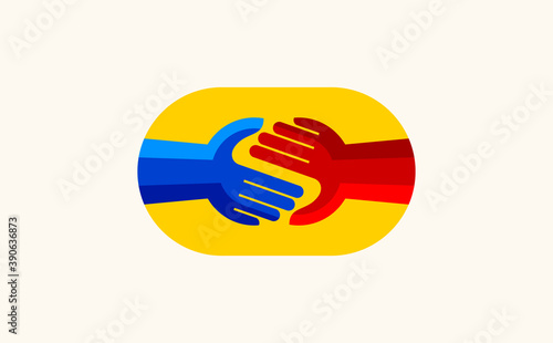 Vector illustration of hands reaching to each other