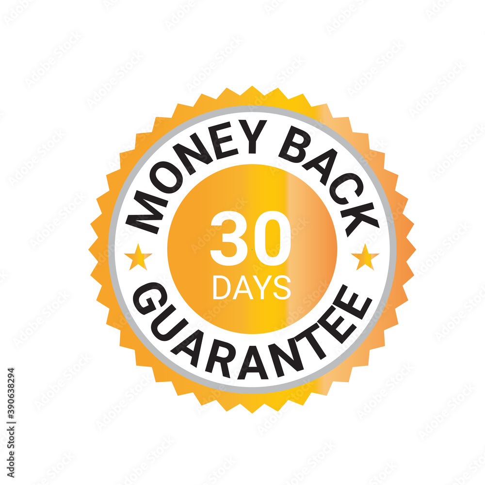 Naklejka premium Satisfaction guarantee 100% logo, Money back guarantee, Customer Service, Vector logo