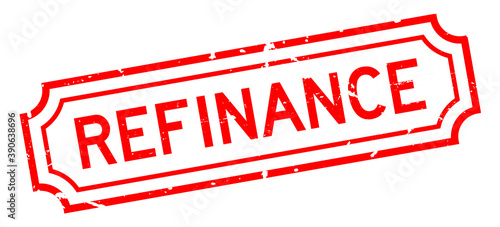Grunge red refinance word rubber seal stamp on white background