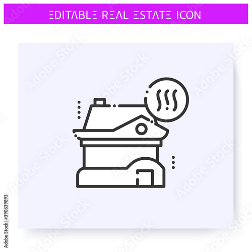 House heating system line icon. Conditioner at home. Lease home and housing amenities. Real estate agency, housing business concept. Isolated vector illustration. Editable stroke 