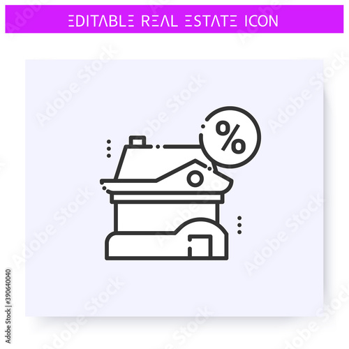 Loan home line icon. Commodate. Gratuitous loan. House for free use.Real estate agency, housing business concept. Lease home and housing amenities. Isolated vector illustration. Editable stroke 