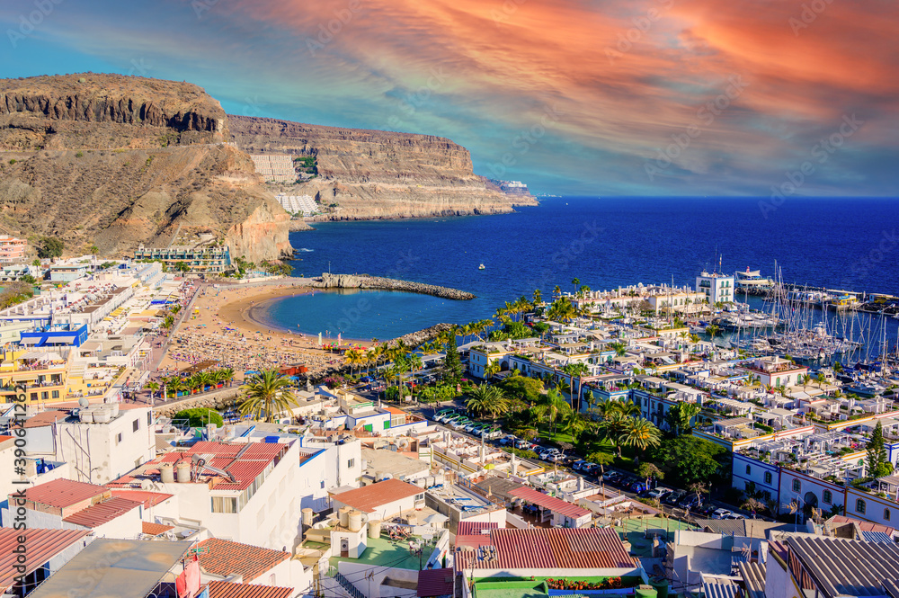 Puerto Mogan - beautiful scenery at coast of Gran Canaria - Canarian Islands of Spain