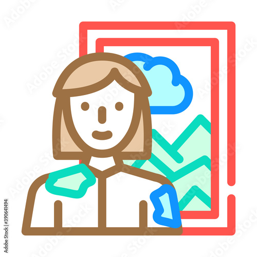 artist woman job color icon vector illustration