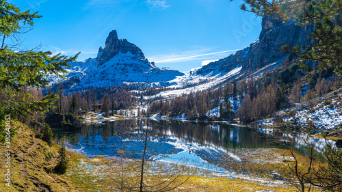 Fototapeta Naklejka Na Ścianę i Meble -  Croda da Lago, Dolomiti, italy, mountains, lake