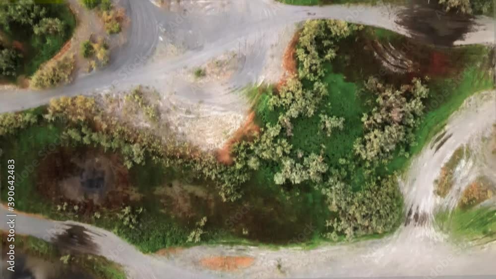Flying high over trails crisscrossing mirror like lakes of Potholes State Park, Washington, aerial Flying high over trails crisscrossing mirror like lakes of Potholes State Park, Washington, aerial