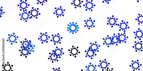 Light pink, blue vector pattern with coronavirus elements.