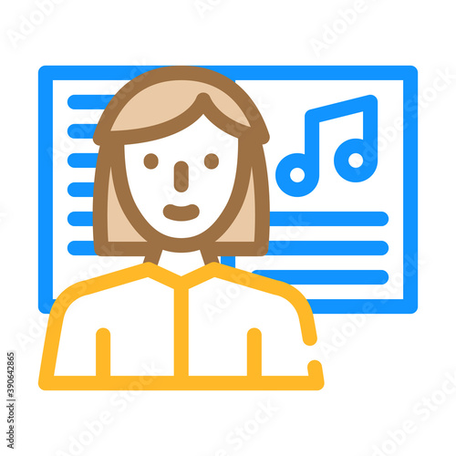 musician woman job color icon vector illustration