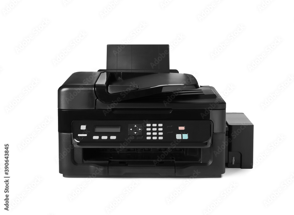 New modern multifunction printer isolated on white New modern multifunction printer isolated on white