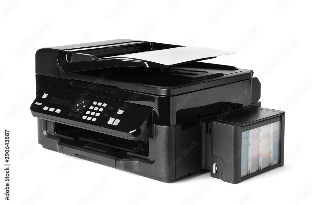 Fototapeta premium New modern multifunction printer isolated on white