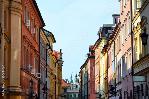 Beautiful streets of an old town (Stare Miasto) in Warsaw. Poland © Zhanko