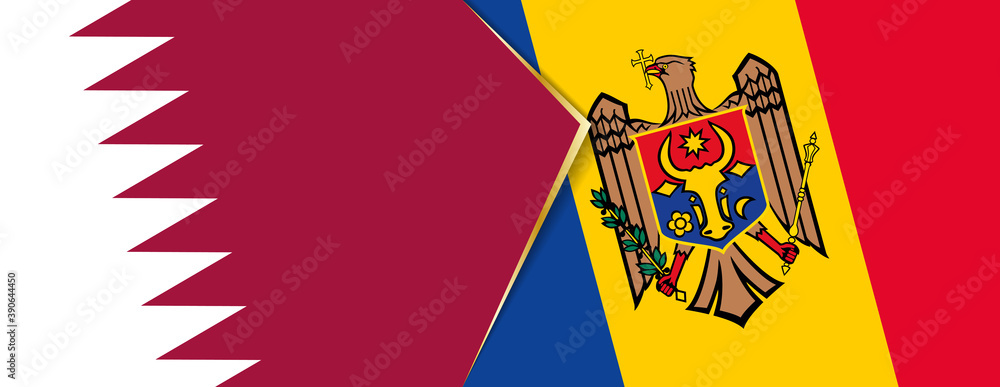 Qatar and Moldova flags, two vector flags.