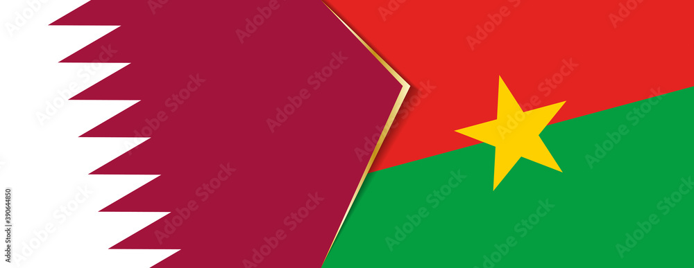 Qatar and Burkina Faso flags, two vector flags. Qatar and Burkina Faso flags, two vector flags.