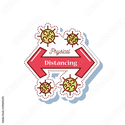 coronavirus covid 19, keep physical distancing sticker icon