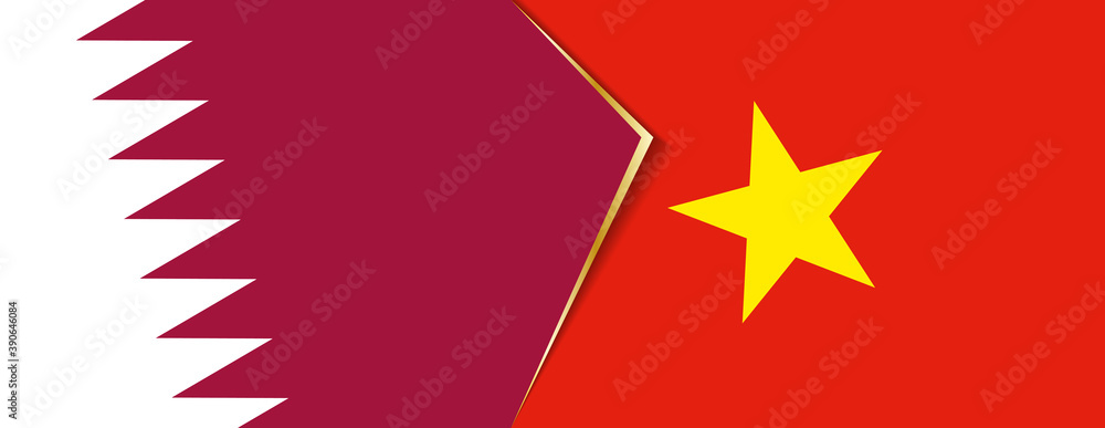 Qatar and Vietnam flags, two vector flags. Qatar and Vietnam flags, two vector flags.
