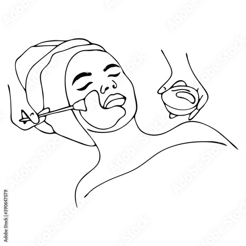 Vector illustration of Beautiful woman spa treatment. Beauty procedures