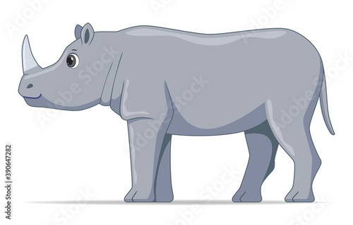 Rhinoceros animal standing on a white background