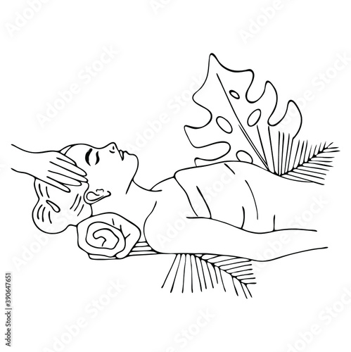 Vector illustration of Beautiful woman spa treatment. Beauty procedures