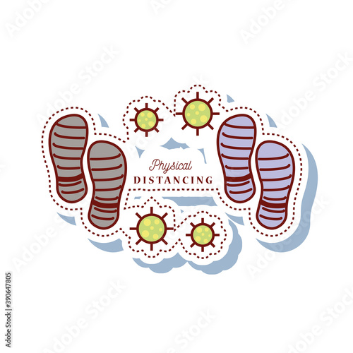 coronavirus covid 19, physical distancing footprint sticker icon