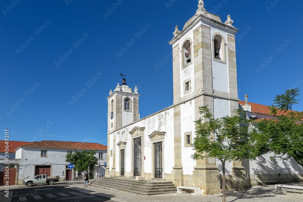 Church of the Mother of Chamusca on a sunny day with cloudless blue sky, Chamusca city, Ribatejo province, Centro region, Portugal