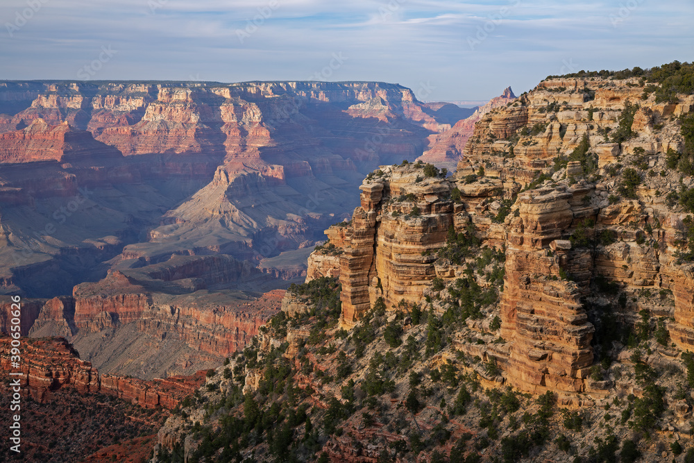 Landscape of the South Rim, Grand Canyon National Park shortly before sunset, Arizona, USA Landscape of the South Rim, Grand Canyon National Park shortly before sunset, Arizona, USA