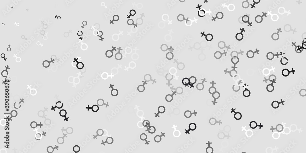 Light Gray vector texture with women's rights symbols.