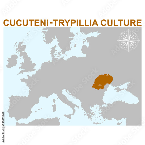 vector map with heartland of Cucuteni Trypillia culture for your project 