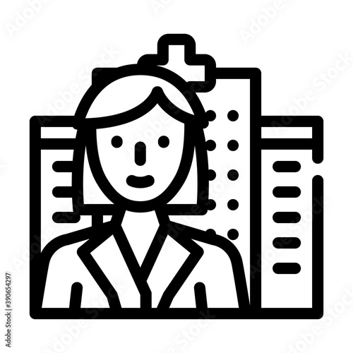 doctor woman job line icon vector illustration