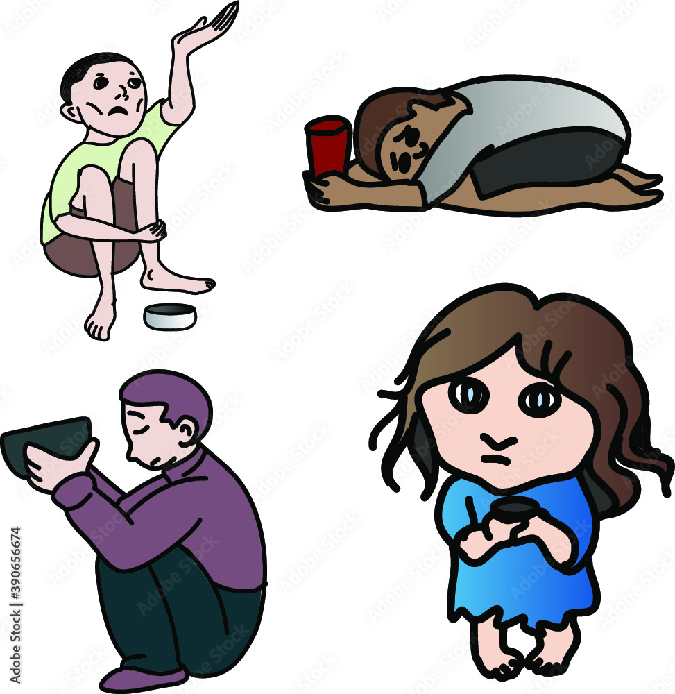 Hand drawn child poverty vector illustration.child beggar vector,sad child beggar,stop child labour Hand drawn child poverty vector illustration.child beggar vector,sad child beggar,stop child labour