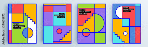 Modern abstract covers set, minimal covers design. Colorful geometric background, vector illustration.