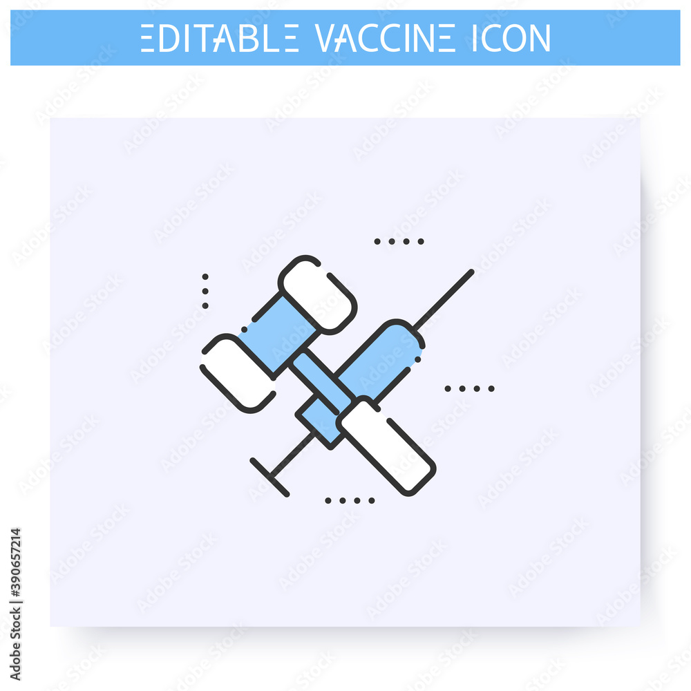 Vaccination law line icon.Stop mandatory vaccination. Judge gavel and ...