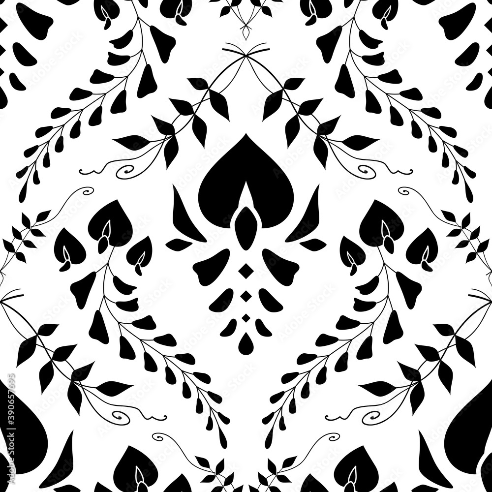 藤の花のシームレスパターン 和風なアラベスク イラスト素材 Stock Vector Adobe Stock
