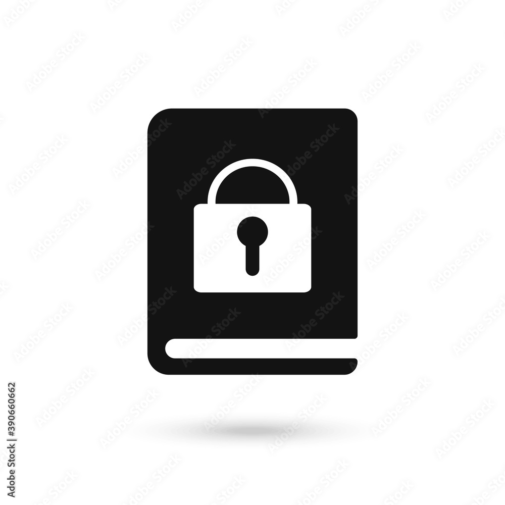Black book with padlock, concept. Vector graphics. Black book with padlock, concept. Vector graphics.