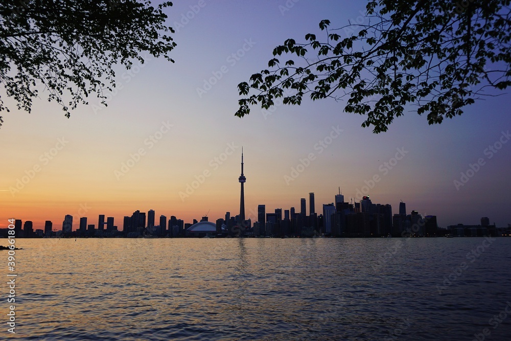 Toronto city panorama at twilight with vivid colors