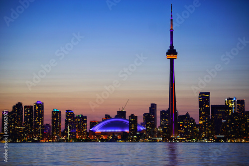 Photography Toronto city panorama at twilight with vivid colors