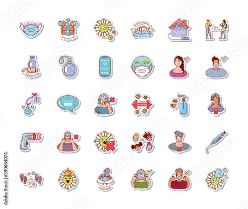coronavirus covid 19, prevention safety related contains such icons sticker icon