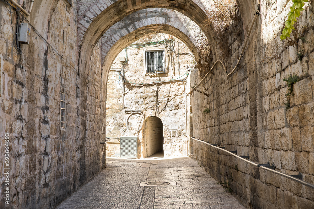 Old historic street in Jerusalem, Israel