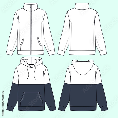 Illustration of silhouettes of sweatshirts with different variants for fashion either winter or summer