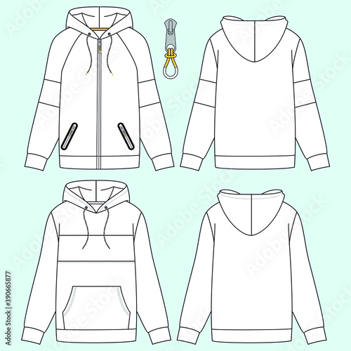 Illustration of silhouettes of sweatshirts with different variants for fashion either winter or summer