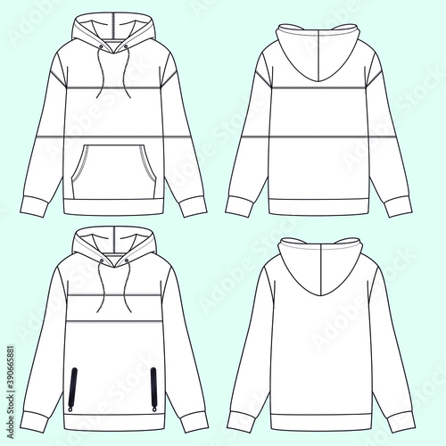 Illustration of silhouettes of sweatshirts with different variants for fashion either winter or summer