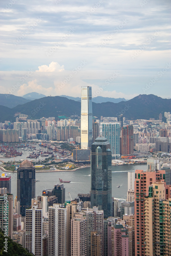 Baie vue depuis le mont Victoria à Hong Kong