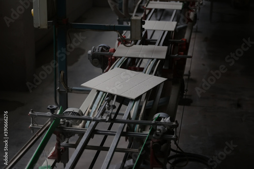 Ceramic tile production line at the factory