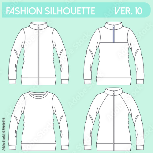 Illustration of silhouettes of sweatshirts with different variants for fashion either winter or summer