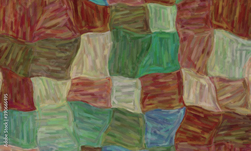 Red, green, blue and brown large color variation oil paint background, digitally created.
