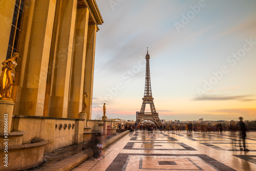 Eiffel Tower in Paris from Trocadero in the evening © Wieslaw