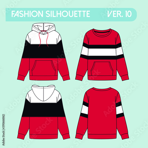 Illustration of silhouettes of sweatshirts with different variants for fashion either winter or summer