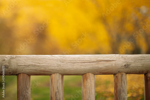 wood with natural leaves background. Template for advertising, autumn colors